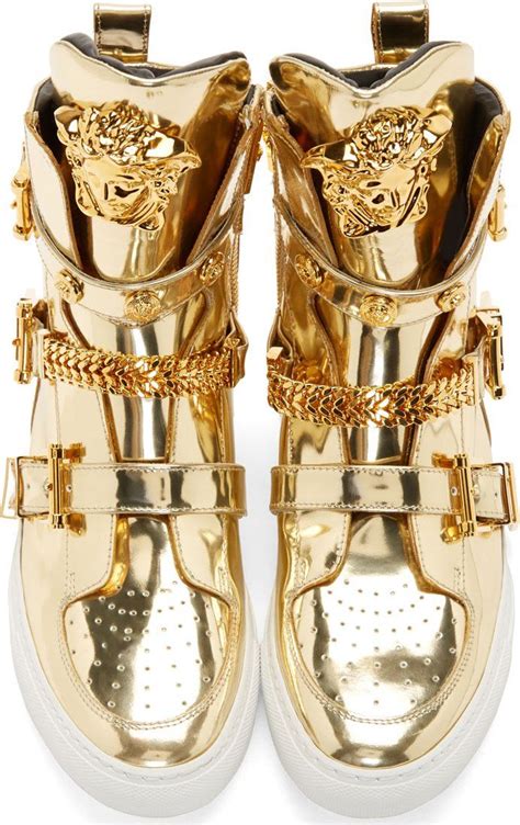 versace gold medusa sneakers|Versace Medusa detail round heels.